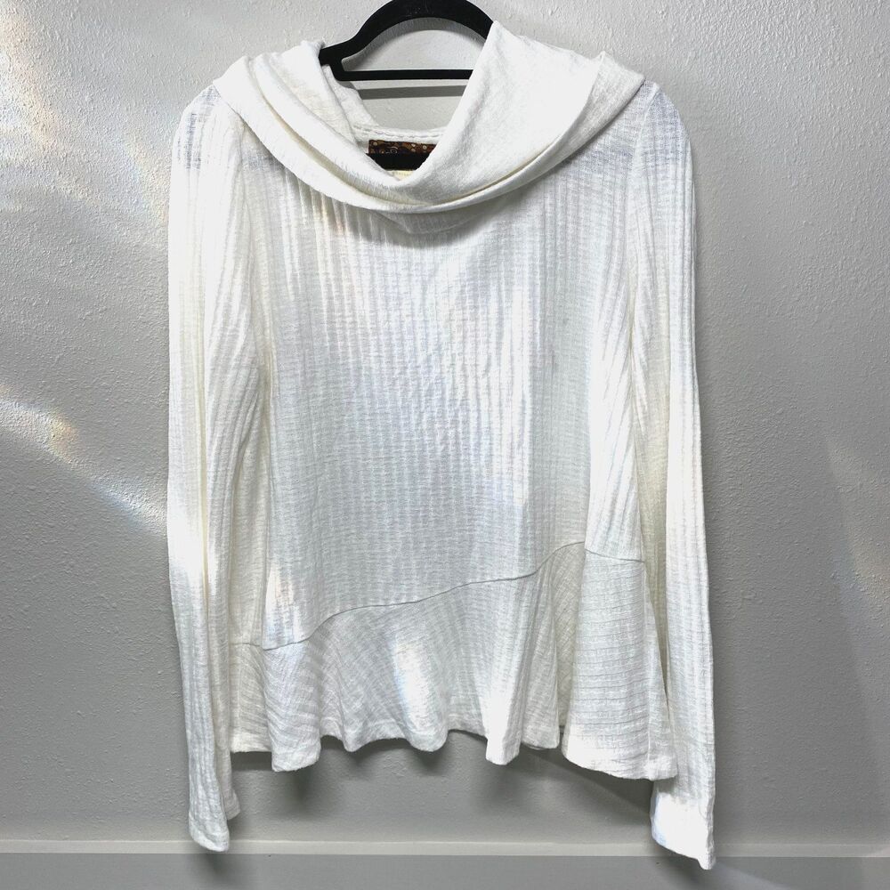 Maeve Anthropologie White Turtle Cowlneck Long Sleeve Base Layer Size Large